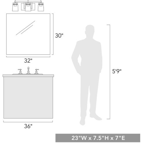 Travers 3 Light 23 inch Rubbed Bronze Bath Vanity Wall Light